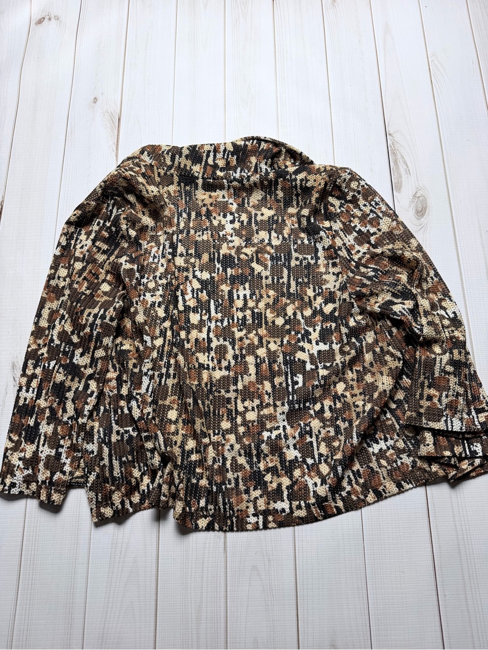 Ruby Rd. Brown Cream Multi-Color Open Knit Cardigan - Picture 5 of 8